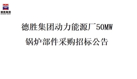 德勝集團(tuán)動(dòng)力能源廠50MW鍋爐部件采購招標(biāo)項(xiàng)目